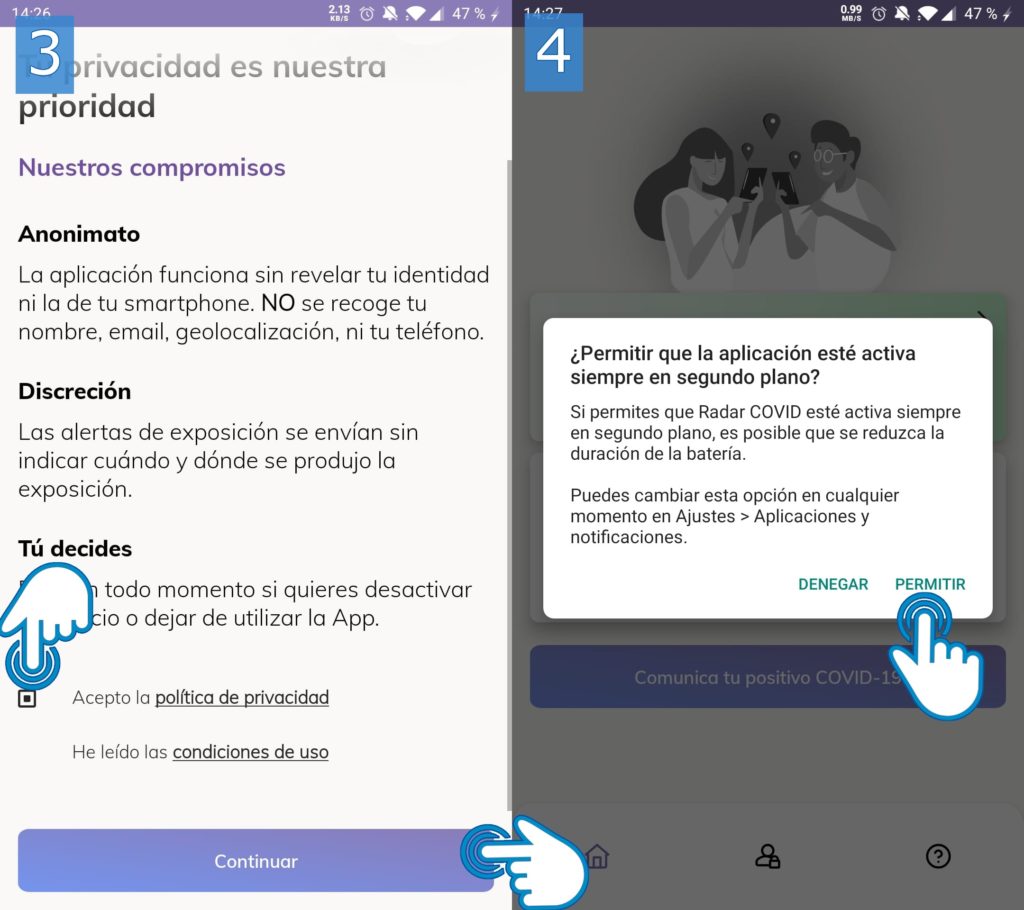 Configuración de la app Radar COVID